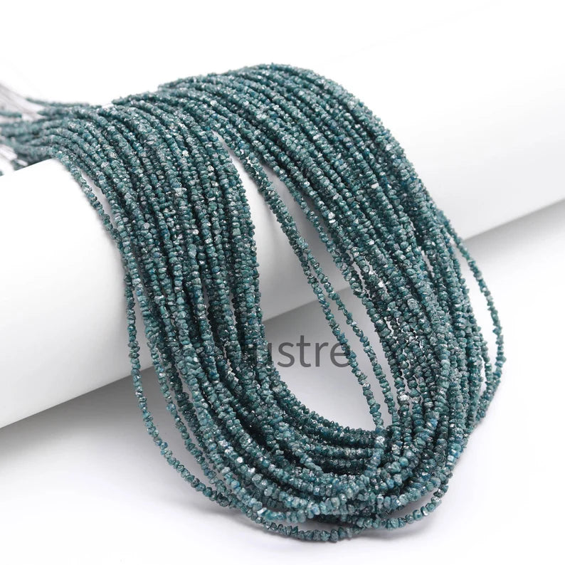 Blue Rough Uncut Diamond Bead 2 - 3 mm Natural Raw Nugget 15.5 Inches Strands