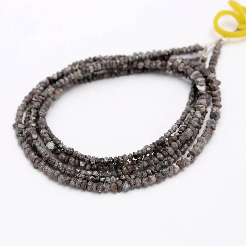 Dark Grey Raw Rough Diamond Bead 2 - 3 mm Top Quality Fancy Gray Uncut Rough Beads