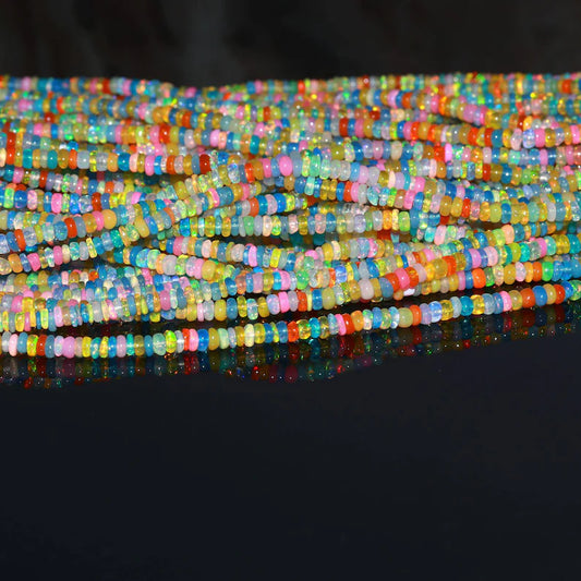 Ethiopian Opal Disco Smooth Rondelle Bead Welo Opal Bead Multi Color Opal Plain Rondelle bead Opal Plain Bead