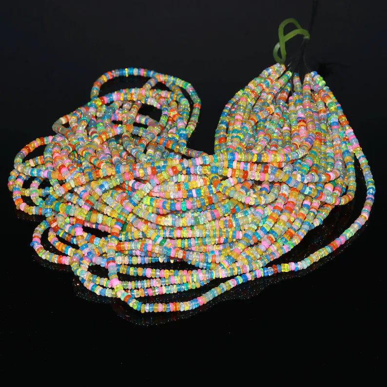 Ethiopian Opal Disco Smooth Rondelle Bead Welo Opal Bead Multi Color Opal Plain Rondelle bead Opal Plain Bead