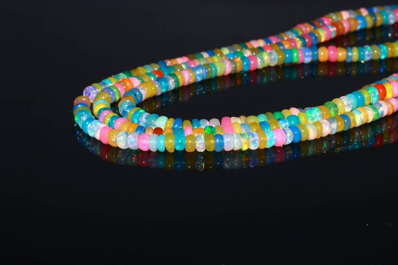 Ethiopian Opal Beads AAA+ Smooth Rondelle Disco Opal Bead Multi Color Opal 100% Natural Welo Fire Ethiopian Opal Beads