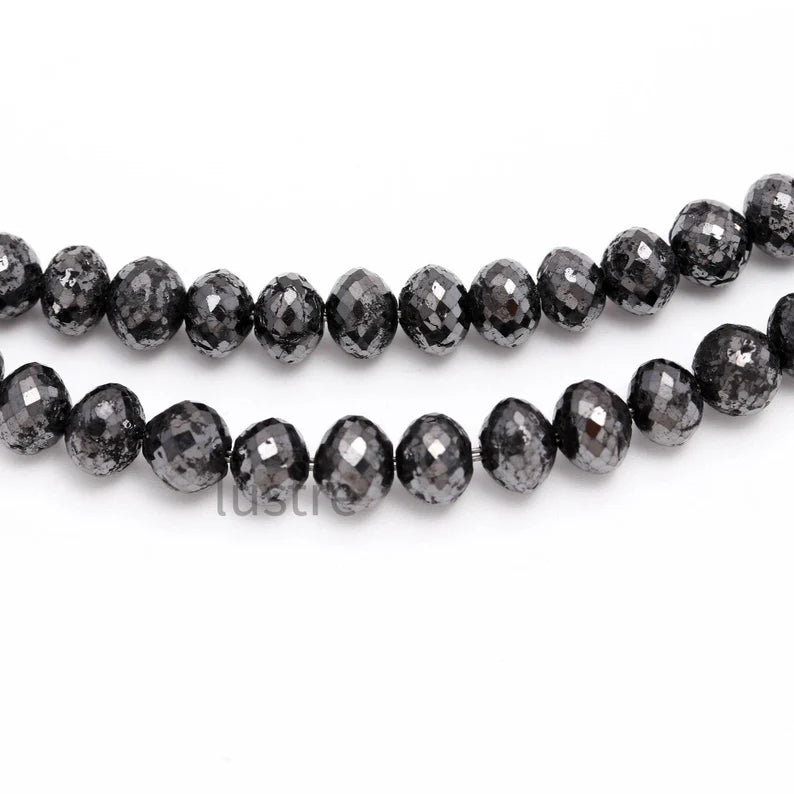 Natural Black Diamond Bead 6-8 MM Rondelle Faceted Diamond Beads For Jewelry Making