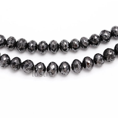 Natural Black Diamond Bead 6-8 MM Rondelle Faceted Diamond Beads For Jewelry Making