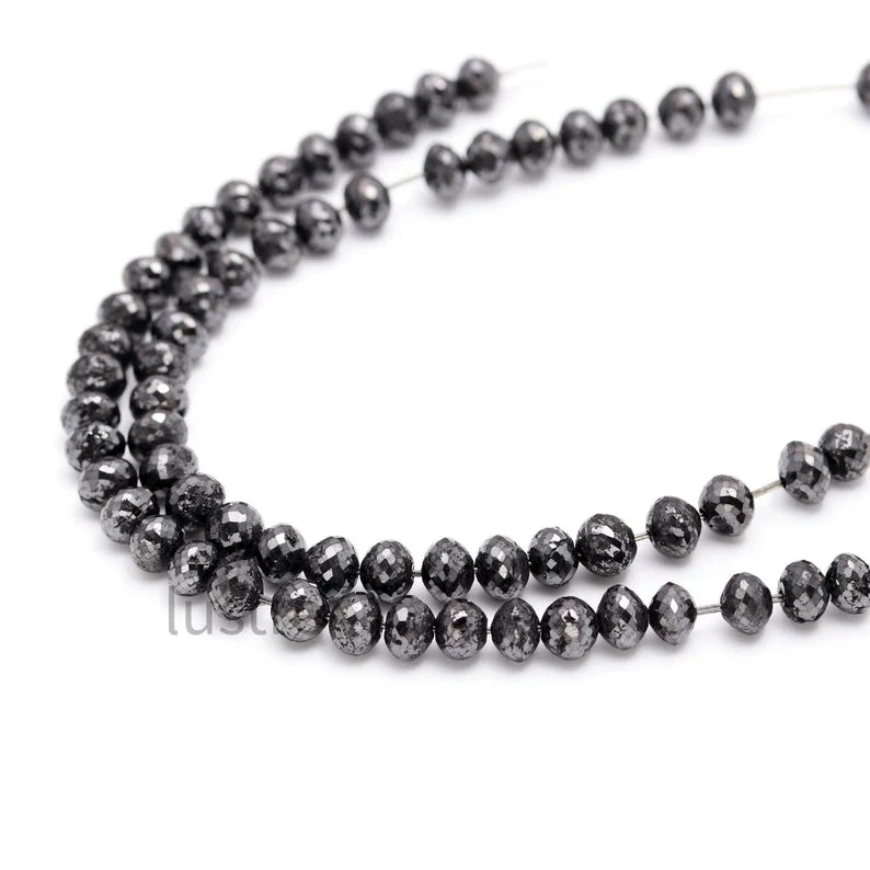 Natural Black Diamond Bead 6-8 MM Rondelle Faceted Diamond Beads For Jewelry Making