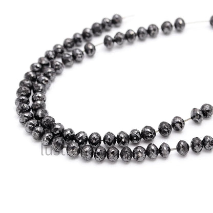 Natural Black Diamond Bead 6-8 MM Rondelle Faceted Diamond Beads For Jewelry Making