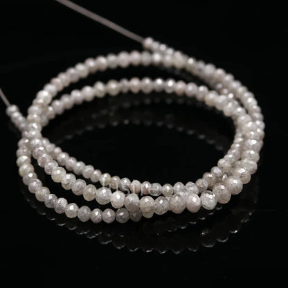 100% Natural White Diamond 3 - 4.2 mm Natural Faceted Rondelle Beads 15 Inches Strands