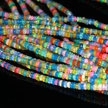 Ethiopian Opal Beads AAA+ Smooth Rondelle Disco Opal Bead Multi Color Opal 100% Natural Welo Fire Ethiopian Opal Beads