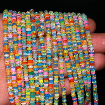 Ethiopian Opal Beads AAA+ Smooth Rondelle Disco Opal Bead Multi Color Opal 100% Natural Welo Fire Ethiopian Opal Beads