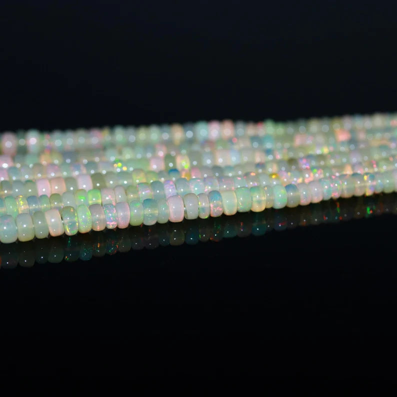 Ethiopian Opal Smooth Rondelle Bead 100% Natural Top Quality Ethiopian Opal Bead