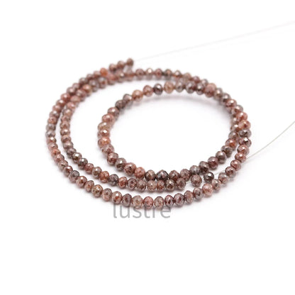 Natural Champagne Red Diamond Bead 4 mm Round Faceted Bead 15 Inches Strands