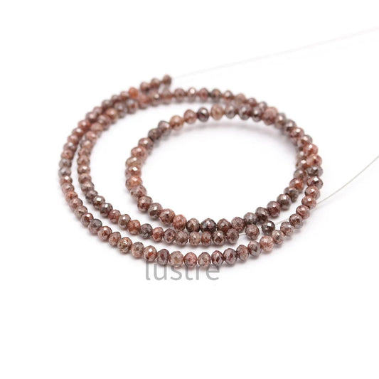 Natural Champagne Red Diamond Bead 4 mm Round Faceted Bead 15 Inches Strands
