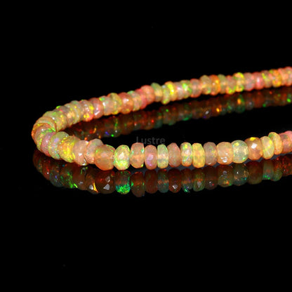 Ethiopian Opal Faceted Rondelle 4 - 5.5 mm Fire Opal Bead 16 Inches Strands