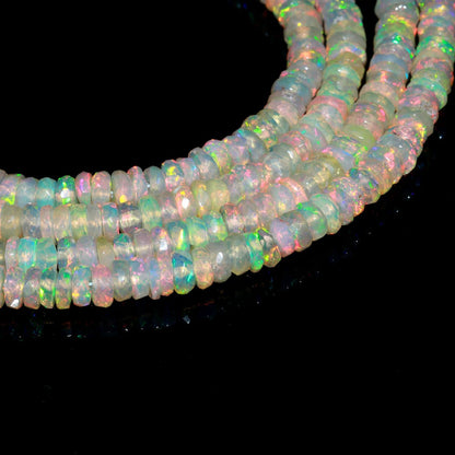 Ethiopian Opal Faceted Rondelle Beads AAA+ Quality Fire Opal Bead Ethiopia Opal Bead