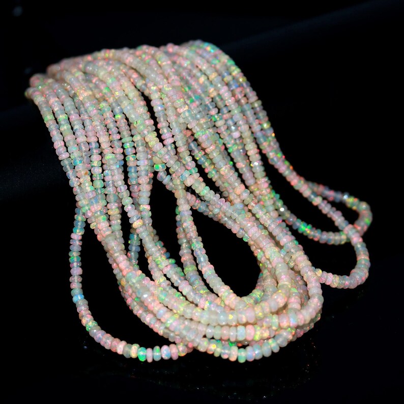 Flashy Ethiopian Opal Faceted Rondelle Bead Ethiopia Opal 100% Natural ethiopia opal bead fire opal bead