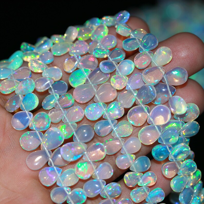 100% Natural Ethiopian Opal Beads 4 x 6 to 7 x 9.5 mm Smooth Pear Shape Opal Bead