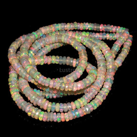Ethiopian Opal Faceted Rondelle Beads AAA+ Quality Fire Opal Bead Ethiopia Opal Bead