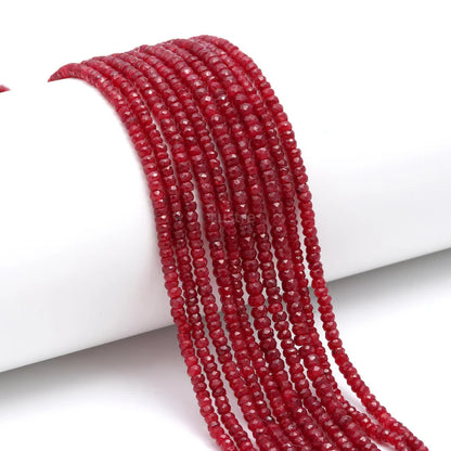 Ruby Natural Corundum Faceted 3.5 - 4.5 mm Rondelle Gemstone Beads For Jewelry Making