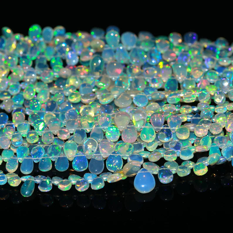 100% Natural Ethiopian Opal Beads 4 x 6 to 7 x 9.5 mm Smooth Pear Shape Opal Bead