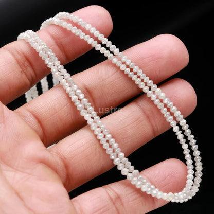 100% Natural White Diamond Bead  1.5 - 2.5 mm faceted rondelle 16 Inches Strands