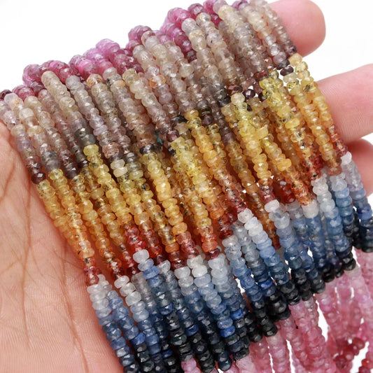 Multi Sapphire Faceted Rondelle 4 mm Sapphire Multi Rainbow Beads For Jewelry Making