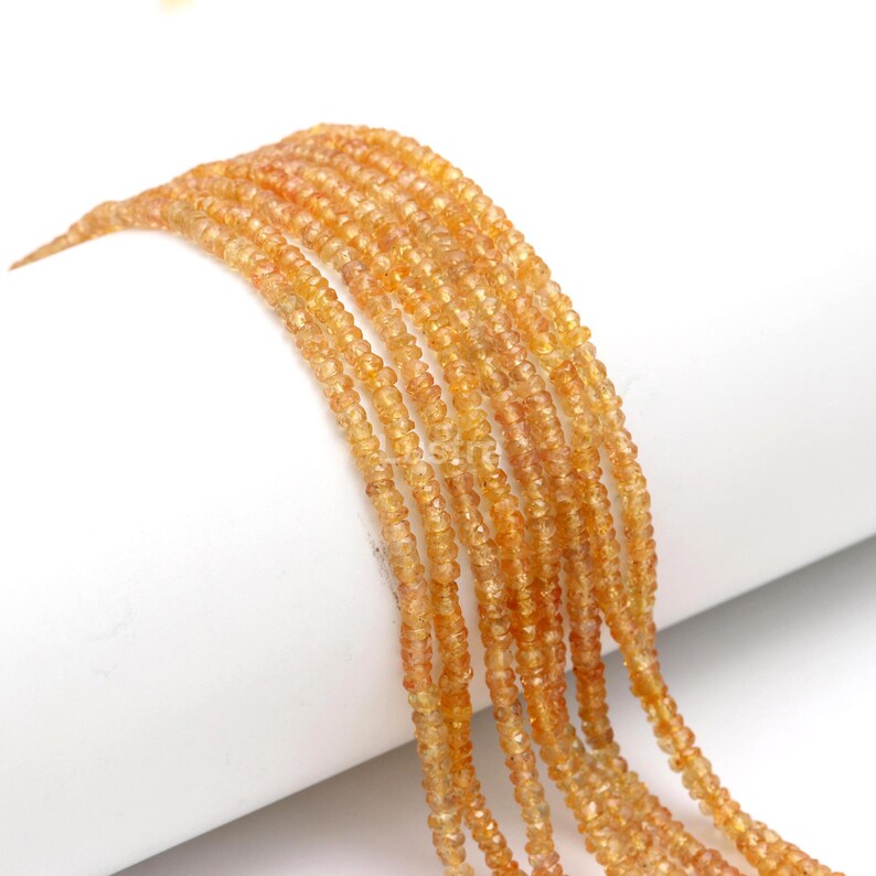 Yellow Sapphire Beads Faceted Rondelle Natural 2.5 - 3.5 mm Beads Strands For Jewelry Making