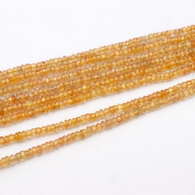 Yellow Sapphire Beads Faceted Rondelle Natural 2.5 - 3.5 mm Beads Strands For Jewelry Making