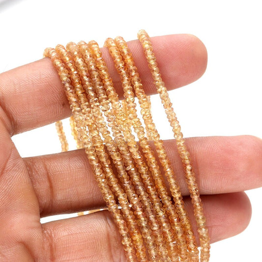 Yellow Sapphire Beads Faceted Rondelle Natural 2.5 - 3.5 mm Beads Strands For Jewelry Making