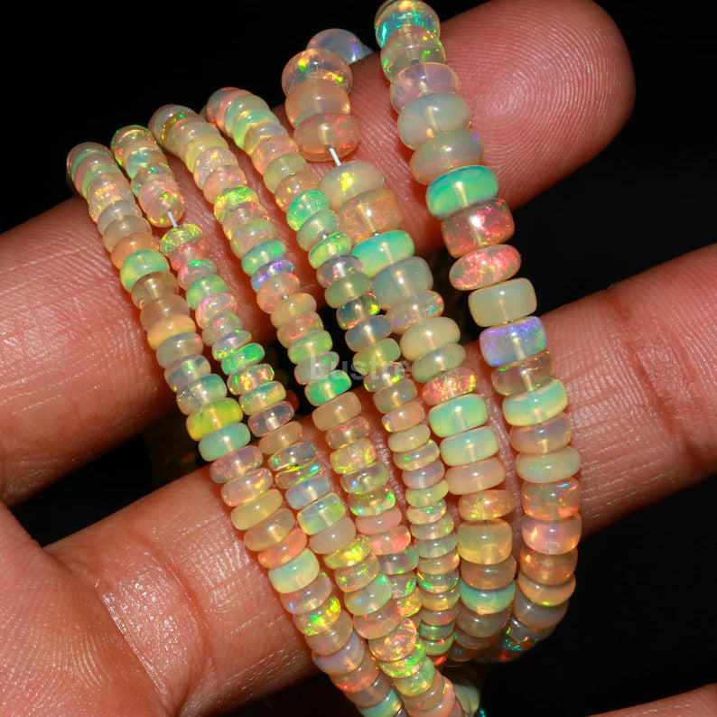 Ethiopian Opal Beads 3-5.5 mm Ethiopia Opal Smooth Rondelle Beads