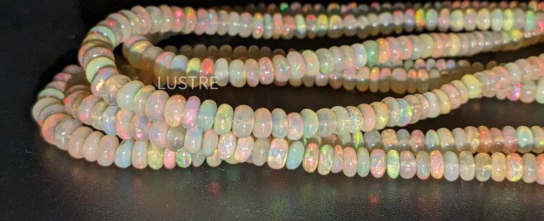 Ethiopian Opal Beads 3-5 mm Ethiopian Opal Rondelle Beads AAA+ Welo Fire Opal Beads