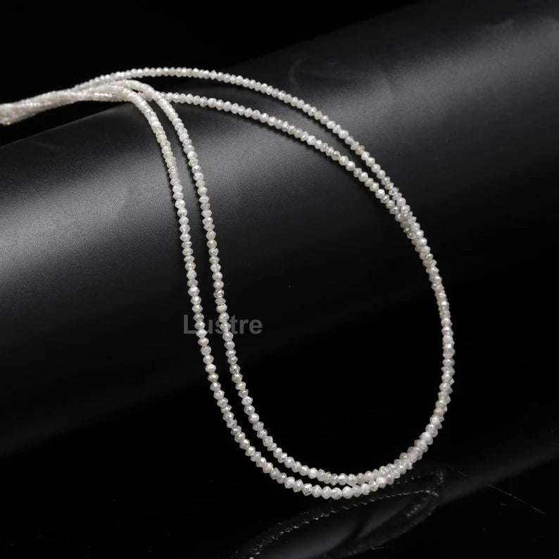 100% Natural White Diamond Bead  1.5 - 2.5 mm faceted rondelle 16 Inches Strands