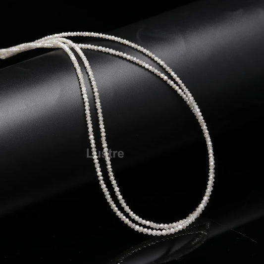 100% Natural White Diamond Bead  1.5 - 2.5 mm faceted rondelle 16 Inches Strands