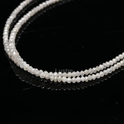 100% Natural White Diamond Bead  1.5 - 2.5 mm faceted rondelle 16 Inches Strands