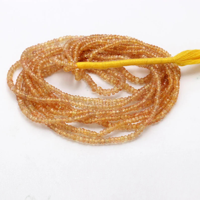 Yellow Sapphire Beads Faceted Rondelle Natural 2.5 - 3.5 mm Beads Strands For Jewelry Making