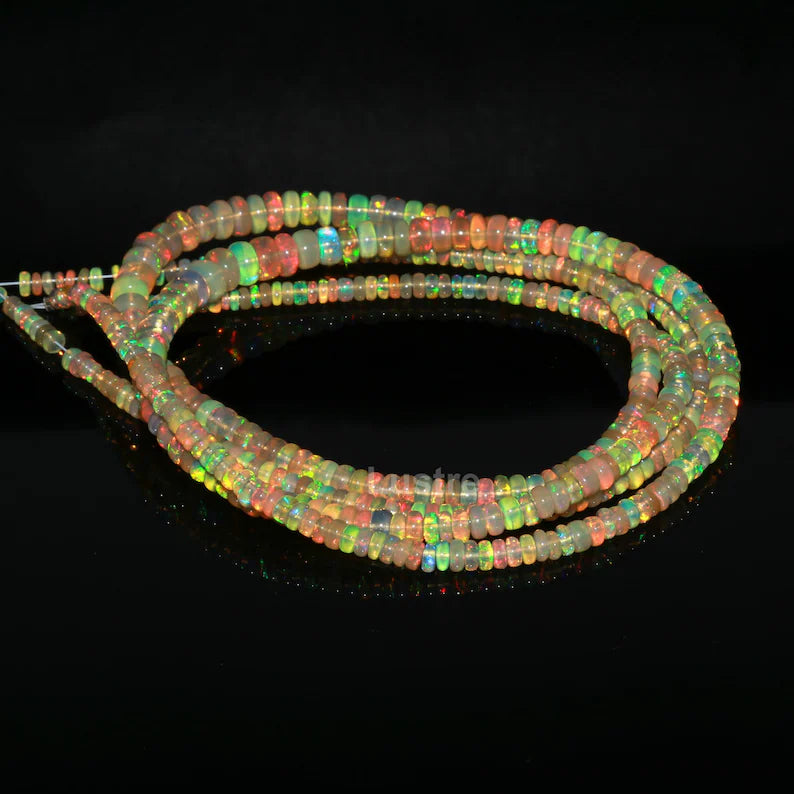 Ethiopian Opal Beads 3-5.5 mm Ethiopia Opal Smooth Rondelle Beads