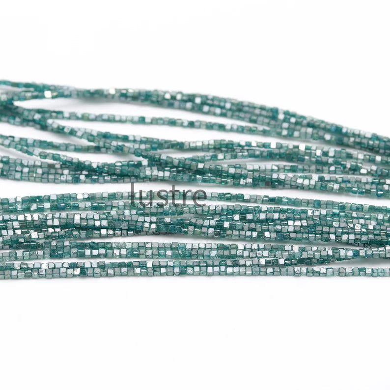 Blue Diamond Natural  Beads 1.5 - 2.5 mm Faceted Box Cube Beads Strands For Jewelry Making