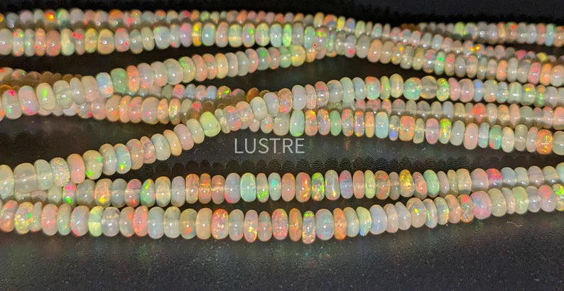 Ethiopian Opal Beads 3-5 mm Ethiopian Opal Rondelle Beads AAA+ Welo Fire Opal Beads