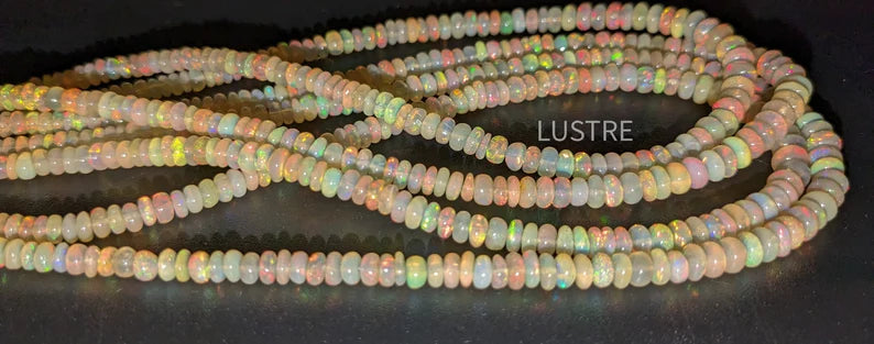 Ethiopian Opal Beads 3-5 mm Ethiopian Opal Rondelle Beads AAA+ Welo Fire Opal Beads