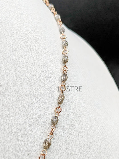 Natural Champagne 14k Rose Gold 2.5 - 4 mm Stunning Diamond 16 Inches Necklace