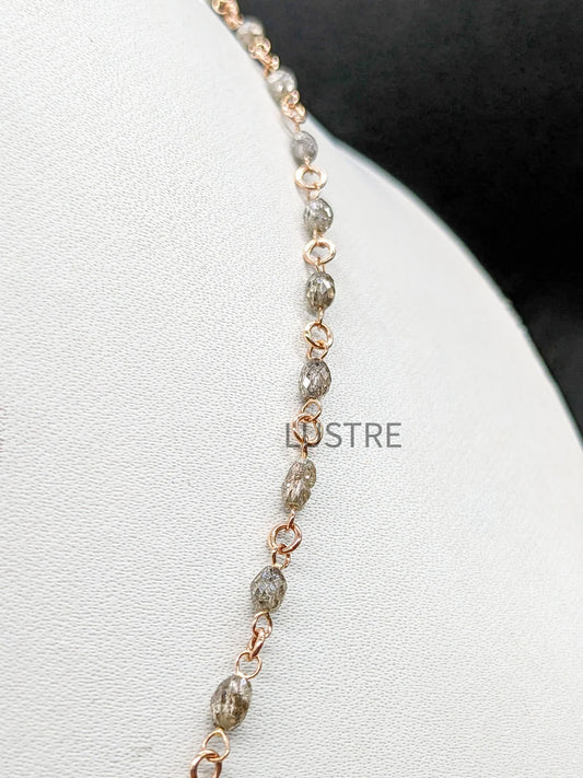 Natural Champagne 14k Rose Gold 2.5 - 4 mm Stunning Diamond 16 Inches Necklace