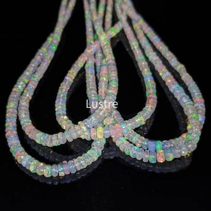 Excellent Flashy Ethiopian Opal Faceted Rondelle Bead 100% Natural Fire Opal Bead Ethiopia Opal Bead