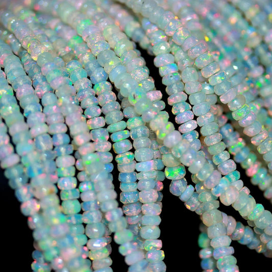 Flashy Ethiopian Opal Faceted Rondelle Bead Ethiopia Opal 100% Natural ethiopia opal bead fire opal bead