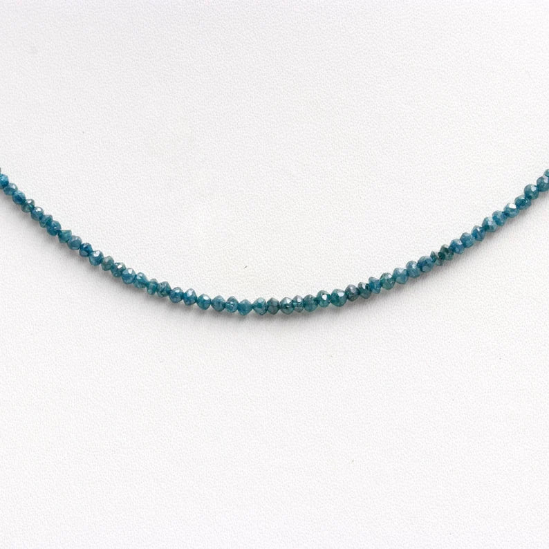 AAA+ Blue Diamond Faceted Rondelle 1.8 - 2.4 mm Beaded 16 Inches Necklace