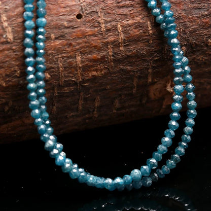 100% Natural Blue Diamond Faceted 2.5 - 3 mm Rondelle Bead Strands For Jewelry Making