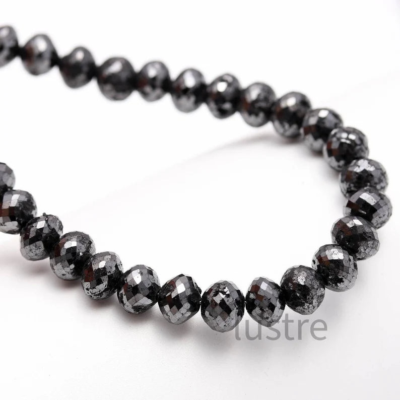 Natural Black Diamond Bead 6-8 MM Rondelle Faceted Diamond Beads For Jewelry Making