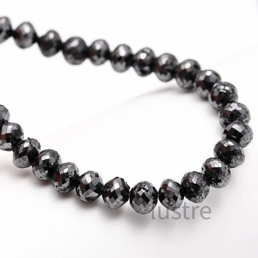 Natural Black Diamond Bead 6-8 MM Rondelle Faceted Diamond Beads For Jewelry Making