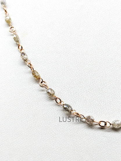 Natural Champagne 14k Rose Gold 2.5 - 4 mm Stunning Diamond 16 Inches Necklace