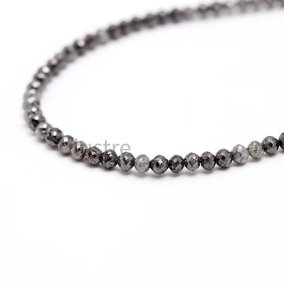 Dark Gray Diamond Bead 3.5 - 4.5 mm Natural Sparkling Grey Faceted Round Diamond Bead