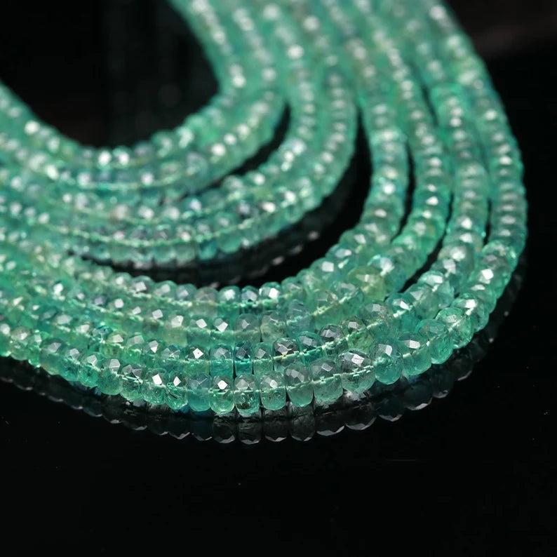 Zambian Emerald Faceted Rondelle 2.5 - 3.5 mm Beaded Layered Necklace Full Strands