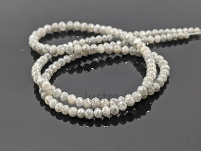 100% Natural White Gray Diamond 3 - 4.2 mm Faceted Rondelle Diamond Bead