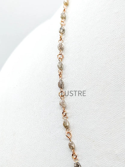 Natural Champagne 14k Rose Gold 2.5 - 4 mm Stunning Diamond 16 Inches Necklace